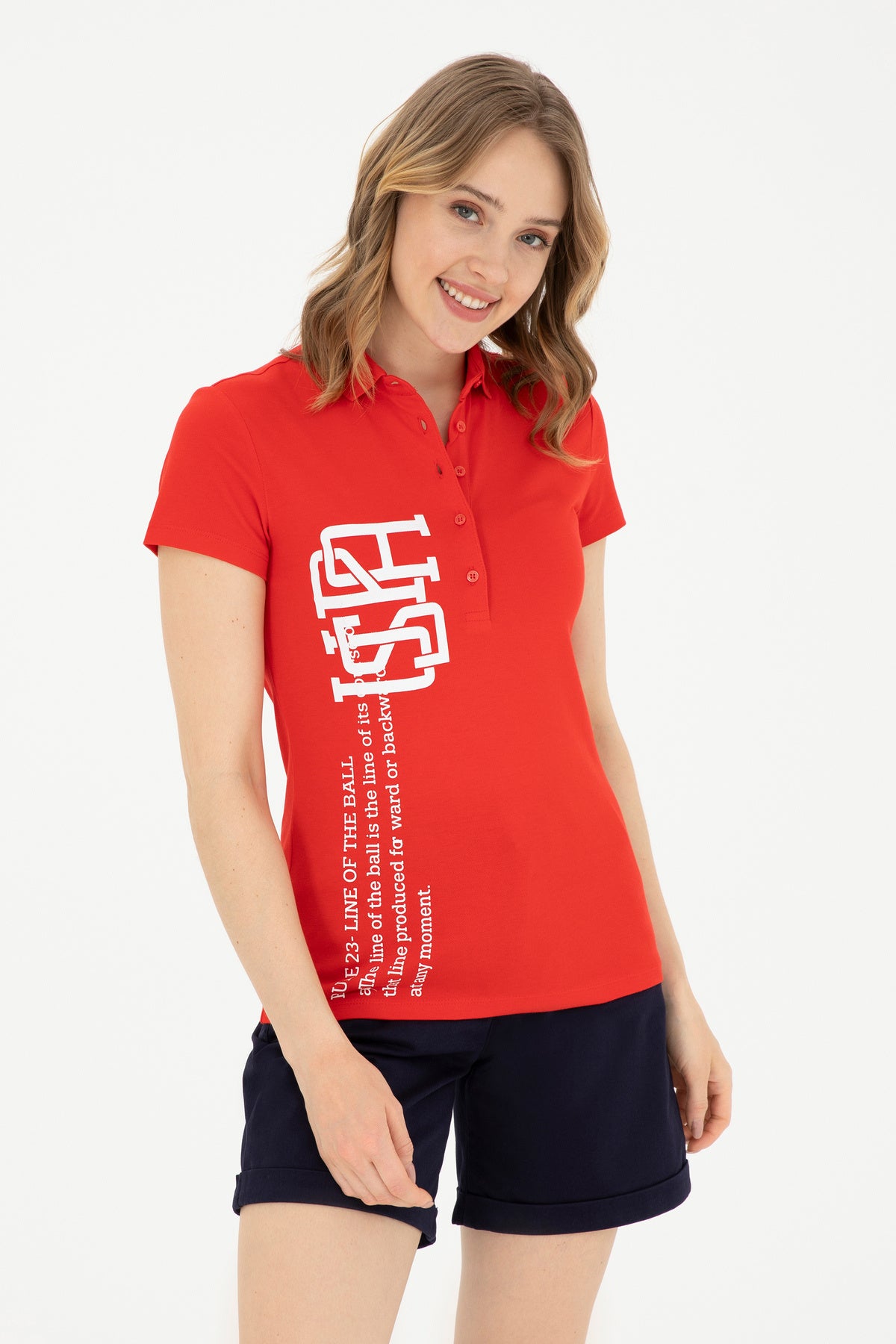 Kadın Kırmızı Polo Yaka Tişört 50282889-VR030