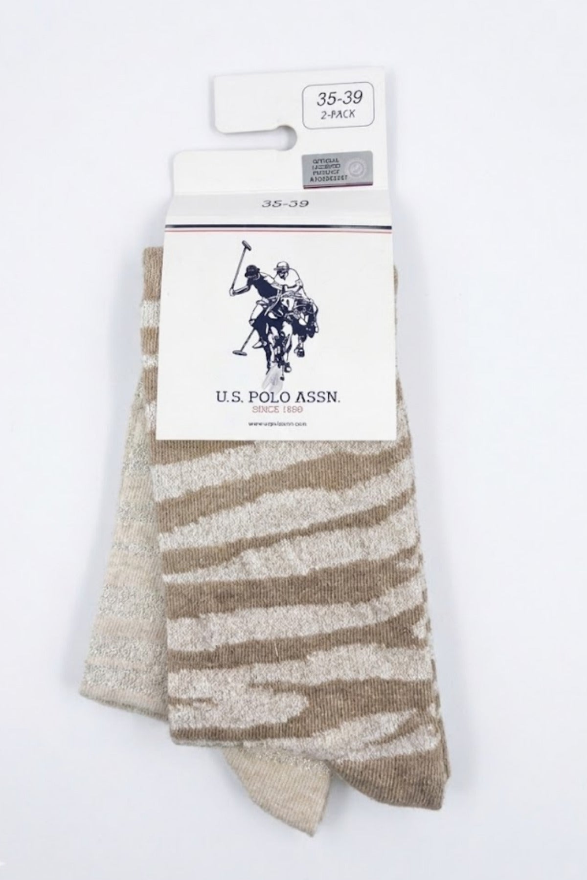 Kadın Simli Zebra Desenli Çorap 2’li Paket